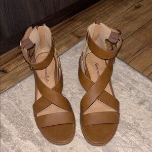 American Eagle Brown Heels with Anke Strap
